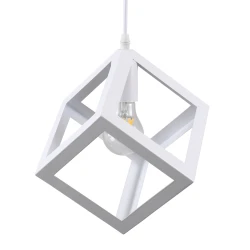 Μοντέρνο φωτιστικό κύβος κρεμαστό CUBE μονόφωτο Ε27 AC 220-240V λευκό μεταλλικό πλέγμα Μ25 x Π25 x Υ25cm