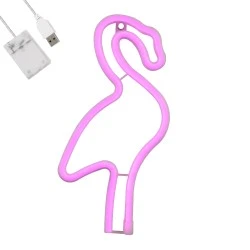 Ταμπέλα φωτεινή επιγραφή NEON LED φλαμίνγκο ροζ 5W με καλώδιο τροφοδοσίας USB μπαταρίας 3xAAA