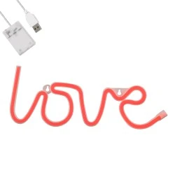 Φωτεινή επιγραφή neon LED σήμανσης LOVE 5W με μπαταρίες και καλώδιο τροφοδοσίας USB σε κόκκινο χρώμα