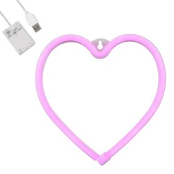 Φωτεινή επιγραφή καρδιά NEON LED 5W ροζ χρώμα με καλώδιο τροφοδοσίας USB με μπαταρίες και 50.000 ώρες ζωής