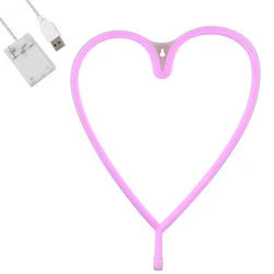 Φωτεινή επιγραφή NEON LED σήμανσης HEART LINE ροζ χρώμα 5W με καλώδιο τροφοδοσίας USB και μπαταρίες 3xAAA 