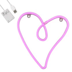 Ταμπέλα φωτεινή επιγραφή NEON LED καλλιγραφική καρδία 5W ροζ χρώμα με καλώδιο τροφοδοσίας USB 