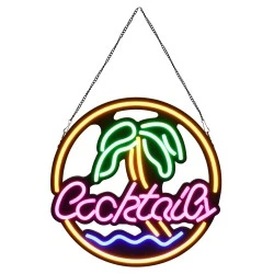 Ταμπέλα με φωτεινή επιγραφή NEON LED σήμανσης COCKTAILS 30W AC 230V με διακόπτη On/Off