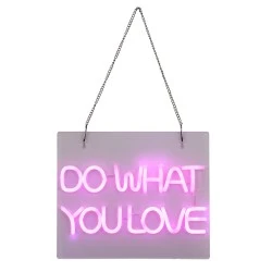 Φωτιστικό με επιγραφή NEON LED σήμανσης DO WHAT YOU LOVE 30W AC 230V με διακόπτη On/Off και ροζ γράμματα