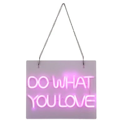 Φωτιστικό με επιγραφή NEON LED σήμανσης DO WHAT YOU LOVE 30W AC 230V με διακόπτη On/Off και ροζ γράμματα GloboStar® 85852 Φωτιστικό Ταμπέλα Φωτεινή Επιγραφή NEON LED Σήμανσης DO WHAT YOU LOVE 30W AC 230V με Διακόπτη On/Off Ροζ