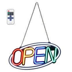 Φωτεινή επιγραφή NEON LED OPEN 30W AC 230V με ασύρματο χειριστήριο IR και διακόπτη On/Off 