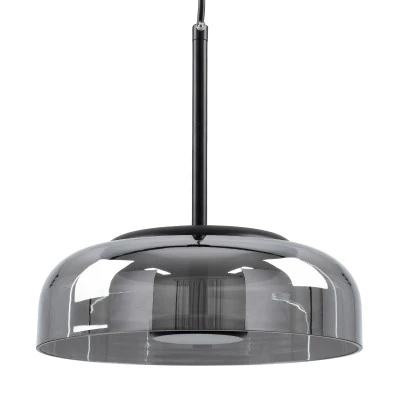 Μοντέρνο κρεμαστό φωτιστικό CHARLOTTE LED 5W AC 220-240V θερμό λευκό φως 2700K μαύρο μεταλλικό με φιμέ νίκελ γυαλί