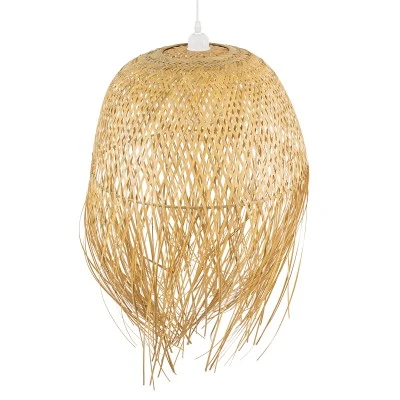 Boho Κρεμαστό Φωτιστικό Οροφής με Ντουί 1 x E27 AC 220-240V IP20 - Μπεζ - Μ50 x Π50 x Υ70cm GloboStar® MANILA 00713 Boho Κρεμαστό Φωτιστικό Πλέγμα Μονόφωτο 1 x E27 IP20 Μπέζ Ξύλο - Μ50 x Π50 x Υ70cm