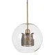 Μοντέρνο κρεμαστό φωτιστικό οροφής AVERY 1ΧΕ27 AC 220-240V με διάφανο γυαλί & χρυσό μεταλλικό πλέγμα Φ30