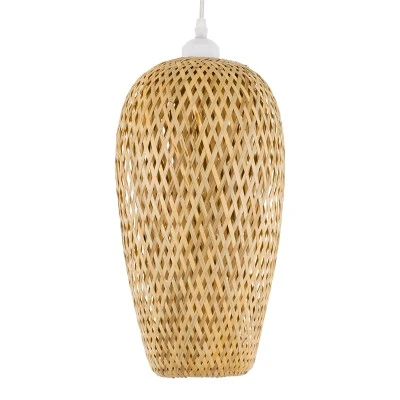 Boho κρεμαστό φωτιστικό SAN TROPEZ 1ΧΕ27 μπεζ ξύλινο Bamboo Φ19xΥ42cm