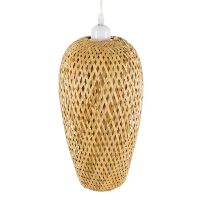 Boho κρεμαστό φωτιστικό SAN TROPEZ 1ΧΕ27 μπεζ ξύλινο Bamboo Φ19xΥ42cm