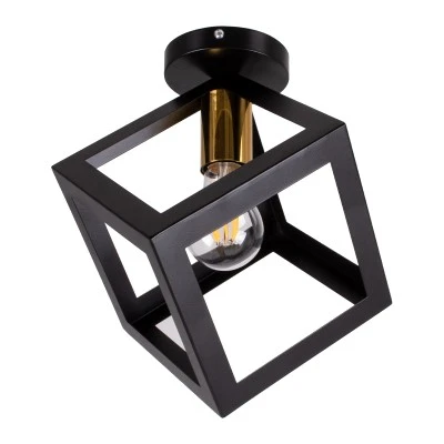 Μοντέρνο φωτιστικό οροφής κύβος CUBE μονόφωτο 1xE27 μεταλλικό πλέγμα μαύρο με χρυσό ντουί συμβατό έως G95 και καλώδιο PVC χωρίς λαμπτήρα 25x25x25 cm Μοντέρνο φωτιστικό οροφής κύβος CUBE μονόφωτο 1xE27 μεταλλικό πλέγμα μαύρο με χρυσό ντουί συμβατό έως G95 και καλώδιο PVC χωρίς λαμπτήρα 25x25x25 cm