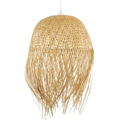 Boho Κρεμαστό Φωτιστικό Οροφής με Ντουί 1 x E27 AC 220-240V IP20 - Μπεζ - Μ50 x Π50 x Υ70cm GloboStar® MANILA 00713 Boho Κρεμαστό Φωτιστικό Πλέγμα Μονόφωτο 1 x E27 IP20 Μπέζ Ξύλο - Μ50 x Π50 x Υ70cm