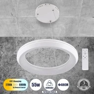 Κρεμαστή Πλαφονιέρα MELINA Κύκλος LED CCT 55W 6376lm 120° AC 220-240V - Εναλλαγή Φωτισμού μέσω Τηλεχειριστηρίου All In One - Dimmable Φ48cm - Λευκό