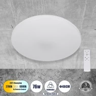 Πλαφονιέρα οροφής LED 76W σειρά AVA 8372lm CCT 6000K/4500K/2700K με τηλεχειριστήριο ρύθμισης και dimmer Ra>85 SMD2835 IP20 30000h 3 χρόνια εγγύηση Φ48xΥ6.5cm