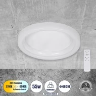 LED πλαφονιέρα οροφής MELINA λευκός κύκλος 55W 6376lm 120° CCT 2700K-4500K-6000K εναλλασσόμενου φωτισμού με τηλεχειριστήριο dimmable Φ48cm AC 220-240V IP20 Φ48xY9cm
