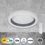 LED πλαφονιέρα οροφής MELINA λευκός-ανθρακί κύκλος 55W 6376lm 120° CCT- dimmable Φ48cm AC 220-240V IP20 Φ48xY9cm