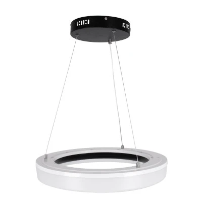 GloboStar® ARIANA 61037 Κρεμαστή Πλαφονιέρα Οροφής Κύκλος LED CCT 55W 6376lm 120° AC 220-240V - Εναλλαγή Φωτισμού μέσω Τηλεχειριστηρίου All In One Ψυχρό Λευκό 6000k+Φυσικό Λευκό 4500k+Θερμό Λευκό 2700k Dimmable Φ48cm - Μαύρο - 3 Years Warranty