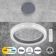 Κρεμαστό Φωτιστικό Οροφής Κύκλος ARIANA LED CCT 55W 6376lm 120° AC 220-240V - Εναλλαγή Φωτισμού μέσω Τηλεχειριστηρίου All In One  - Ανθρακί