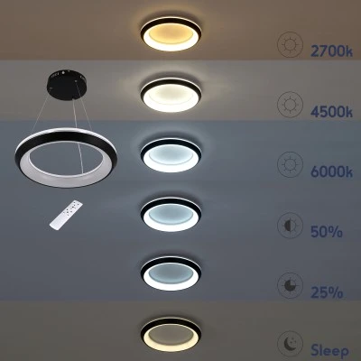 GloboStar® MELINA 61044 Κρεμαστή Πλαφονιέρα Οροφής Κύκλος LED CCT 55W 6376lm 120° AC 220-240V - Εναλλαγή Φωτισμού μέσω Τηλεχειριστηρίου All In One Ψυχρό Λευκό 6000k+Φυσικό Λευκό 4500k+Θερμό Λευκό 2700k Dimmable Φ48cm - Λευκό - 3 Years Warranty