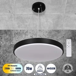 Κρεμαστή Πλαφονιέρα Οροφής LED CASPER  CCT 76W 8372lm 120° AC 220-240V - Εναλλαγή Φωτισμού μέσω Τηλεχειριστηρίου All In One - Μαύρο 