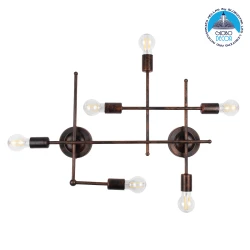 Επιτοίχιο φωτιστικό πολύφωτο kelvo® PIPING vintage 6 x E27 IP20 χάλκινο μέταλλο 66x9.5x49cm