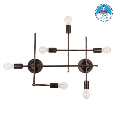 Επιτοίχιο φωτιστικό πολύφωτο kelvo® PIPING vintage 6 x E27 IP20 χάλκινο μέταλλο 66x9.5x49cm