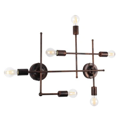 Επιτοίχιο φωτιστικό πολύφωτο kelvo® PIPING vintage 6 x E27 IP20 χάλκινο μέταλλο 66x9.5x49cm