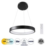 Κρεμαστό Φωτιστικό NEMESIS Δαχτυλίδι-Κύκλος LED CCT 30W 3513lm 360° AC 220-240V - Εναλλαγή Φωτισμού μέσω Τηλεχειριστηρίου All In One - Dimmable Φ40cm - Μαύρο