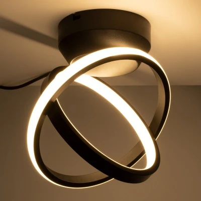 GloboStar® AMELIA 61052 Φωτιστικό Οροφής Design LED CCT 20W 2400lm 300° AC 220-240V - Εναλλαγή Φωτισμού μέσω Διακόπτη On/Off All In One Ψυχρό 6000k+Φυσικό 4500k+Θερμό 2700k Μ24.5 x Π16 x Υ25cm - Μαύρο