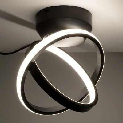 GloboStar® AMELIA 61052 Φωτιστικό Οροφής Design LED CCT 20W 2400lm 300° AC 220-240V - Εναλλαγή Φωτισμού μέσω Διακόπτη On/Off All In One Ψυχρό 6000k+Φυσικό 4500k+Θερμό 2700k Μ24.5 x Π16 x Υ25cm - Μαύρο