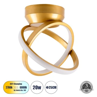 Φωτιστικό οροφής AMELIA LED CCT linear design 20W 2400lm 300° AC 220-240V εναλλαγή φωτισμού ψυχρό 6000K-φυσικό 4500K-θερμό 2700K χρυσό βούρτσας Μ24.5xΠ16xΥ25cm Φωτιστικό οροφής AMELIA LED CCT linear design 20W 2400lm 300° AC 220-240V εναλλαγή φωτισμού ψυχρό 6000K-φυσικό 4500K-θερμό 2700K χρυσό βούρτσας Μ24.5xΠ16xΥ25cm