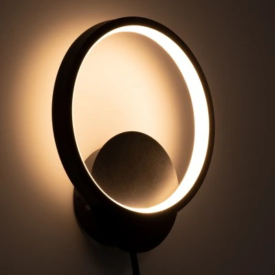 Μοντέρνα επιτοίχια απλίκα LED kelvo® TED 9W 1080lm 300° AC 220-240V IP20 ρυθμιζόμενο λευκό CCT με On/Off 2700K/4500K/6000K μαύρο ματ 20x5.5x23cm