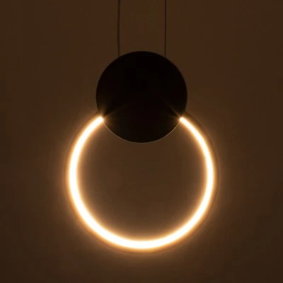 GloboStar® CYCLOS 61073 Κρεμαστό Φωτιστικό Οροφής Design LED CCT 9W 1080lm 300° AC 220-240V - Εναλλαγή Φωτισμού μέσω Διακόπτη On/Off All In One Ψυχρό 6000k+Φυσικό 4500k+Θερμό 2700k Μ21 x Π2.3 x Υ26.5cm - Μαύρο