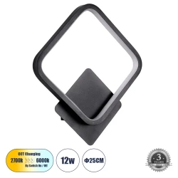 Μοντέρνα απλίκα τοίχου LED kelvo® LENA 12W 1440lm 300° AC 220-240V IP20 ρυθμιζόμενο λευκό CCT με εναλλαγή χρωμάτων 2700K/4500K/6000K μαύρο ματ 25x5.5x29.5cm Μοντέρνα απλίκα τοίχου LED kelvo® LENA 12W 1440lm 300° AC 220-240V IP20 ρυθμιζόμενο λευκό CCT με εναλλαγή χρωμάτων 2700K/4500K/6000K μαύρο ματ 25x5.5x29.5cm
