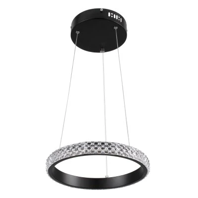 Κρεμαστό φωτιστικό DIAMOND κύκλος LED σε μαύρο χρώμα με εφέ διαμαντιού CCT 20W 2356lm 360° με ρύθμιση φωτισμού Dimmable Φ25cm Μ25 x Π25 x Υ3cm
