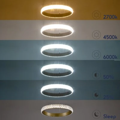 Κρεμαστό φωτιστικό DIAMOND δαχτυλίδι κύκλος LED CCT 20W 2356lm 360° με εναλλαγή φωτισμού μέσω τηλεχειριστηρίου Dimmable Φ25cm σε χρυσό 3 χρόνια εγγύηση Μ25 x Π25 x Υ3cm
