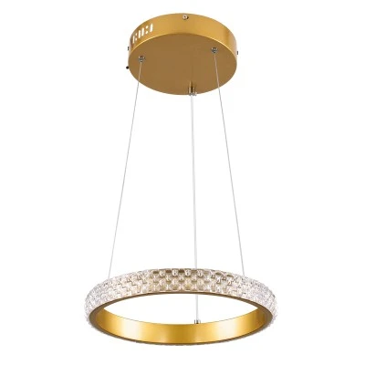 Κρεμαστό φωτιστικό DIAMOND δαχτυλίδι κύκλος LED CCT 20W 2356lm 360° με εναλλαγή φωτισμού μέσω τηλεχειριστηρίου Dimmable Φ25cm σε χρυσό 3 χρόνια εγγύηση Μ25 x Π25 x Υ3cm