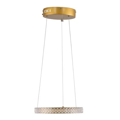 Κρεμαστό φωτιστικό DIAMOND δαχτυλίδι κύκλος LED CCT 20W 2356lm 360° με εναλλαγή φωτισμού μέσω τηλεχειριστηρίου Dimmable Φ25cm σε χρυσό 3 χρόνια εγγύηση Μ25 x Π25 x Υ3cm