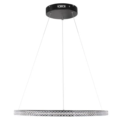 GloboStar® DIAMOND 61130 Κρεμαστό Φωτιστικό Δαχτυλίδι-Κύκλος LED CCT 45W 5230lm 360° AC 220-240V - Εναλλαγή Φωτισμού μέσω Τηλεχειριστηρίου All In One Ψυχρό 6000k+Φυσικό 4500k+Θερμό 2700k Dimmable Φ60cm - Μαύρο - 3 Years Warranty