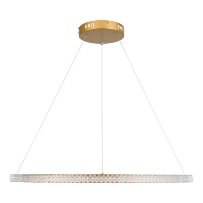 GloboStar® DIAMOND 61133 Κρεμαστό Φωτιστικό Δαχτυλίδι-Κύκλος LED CCT 67W 7689lm 360° AC 220-240V - Εναλλαγή Φωτισμού μέσω Τηλεχειριστηρίου All In One Ψυχρό 6000k+Φυσικό 4500k+Θερμό 2700k Dimmable Φ80cm - Χρυσό Βούρτσας - 3 Years Warranty