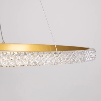 GloboStar® DIAMOND 61133 Κρεμαστό Φωτιστικό Δαχτυλίδι-Κύκλος LED CCT 67W 7689lm 360° AC 220-240V - Εναλλαγή Φωτισμού μέσω Τηλεχειριστηρίου All In One Ψυχρό 6000k+Φυσικό 4500k+Θερμό 2700k Dimmable Φ80cm - Χρυσό Βούρτσας - 3 Years Warranty