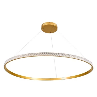 GloboStar® DIAMOND 61135 Κρεμαστό Φωτιστικό Δαχτυλίδι-Κύκλος LED CCT 75W 8743lm 360° AC 220-240V - Εναλλαγή Φωτισμού μέσω Τηλεχειριστηρίου All In One Ψυχρό 6000k+Φυσικό 4500k+Θερμό 2700k Dimmable Φ100cm - Χρυσό Βούρτσας - 3 Years Warranty