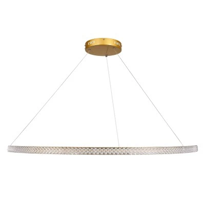 GloboStar® DIAMOND 61135 Κρεμαστό Φωτιστικό Δαχτυλίδι-Κύκλος LED CCT 75W 8743lm 360° AC 220-240V - Εναλλαγή Φωτισμού μέσω Τηλεχειριστηρίου All In One Ψυχρό 6000k+Φυσικό 4500k+Θερμό 2700k Dimmable Φ100cm - Χρυσό Βούρτσας - 3 Years Warranty