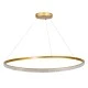 GloboStar® DIAMOND 61135 Κρεμαστό Φωτιστικό Δαχτυλίδι-Κύκλος LED CCT 75W 8743lm 360° AC 220-240V - Εναλλαγή Φωτισμού μέσω Τηλεχειριστηρίου All In One Ψυχρό 6000k+Φυσικό 4500k+Θερμό 2700k Dimmable Φ100cm - Χρυσό Βούρτσας - 3 Years Warranty