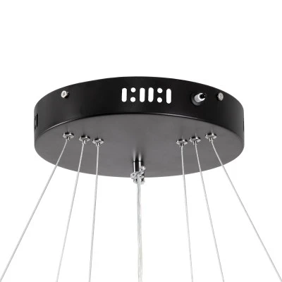 GloboStar® DIAMOND TRIO 61136 Κρεμαστό Φωτιστικό Δαχτυλίδι-Κύκλος LED CCT 100W 12123lm 360° AC 220-240V - Εναλλαγή Φωτισμού μέσω Τηλεχειριστηρίου All In One Ψυχρό 6000k+Φυσικό 4500k+Θερμό 2700k Dimmable Φ25+40+60cm - Μαύρο - 3 Years Warranty