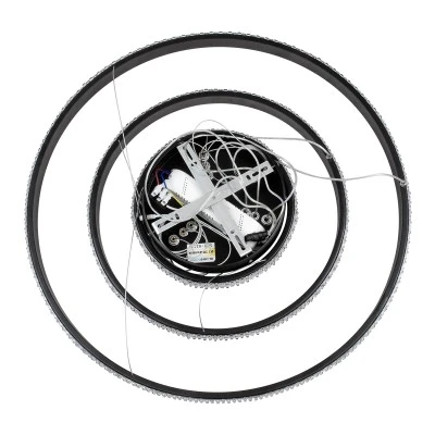 GloboStar® DIAMOND TRIO 61136 Κρεμαστό Φωτιστικό Δαχτυλίδι-Κύκλος LED CCT 100W 12123lm 360° AC 220-240V - Εναλλαγή Φωτισμού μέσω Τηλεχειριστηρίου All In One Ψυχρό 6000k+Φυσικό 4500k+Θερμό 2700k Dimmable Φ25+40+60cm - Μαύρο - 3 Years Warranty