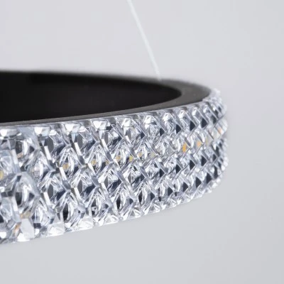 GloboStar® DIAMOND TRIO 61140 Κρεμαστό Φωτιστικό Δαχτυλίδι-Κύκλος LED CCT 150W 18379lm 360° AC 220-240V - Εναλλαγή Φωτισμού μέσω Τηλεχειριστηρίου All In One Ψυχρό 6000k+Φυσικό 4500k+Θερμό 2700k Dimmable Φ60+80+100cm - Μαύρο - 3 Years Warranty