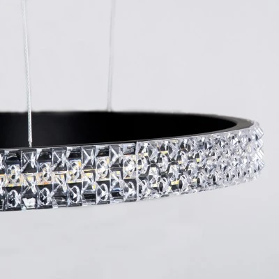 GloboStar® DIAMOND TRIO 61142 Κρεμαστό Φωτιστικό Δαχτυλίδι-Κύκλος LED CCT 100W 12123lm 360° AC 220-240V - Εναλλαγή Φωτισμού μέσω Τηλεχειριστηρίου All In One Ψυχρό 6000k+Φυσικό 4500k+Θερμό 2700k Dimmable Φ25+40+60cm - Μαύρο - 3 Years Warranty