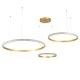GloboStar® DIAMOND TRIO 61145 Κρεμαστό Φωτιστικό Δαχτυλίδι-Κύκλος LED CCT 120W 14723lm 360° AC 220-240V - Εναλλαγή Φωτισμού μέσω Τηλεχειριστηρίου All In One Ψυχρό 6000k+Φυσικό 4500k+Θερμό 2700k Dimmable Φ40+60+80cm - Χρυσό Βούρτσας - 3 Years Warranty